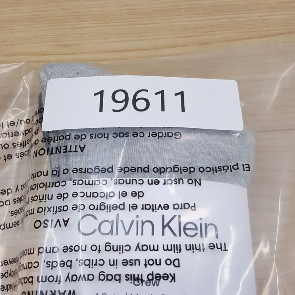 CALVIN KLEIN Crew Dress Socks Mens 4-Pack Gray Black Cotton Blend Logo